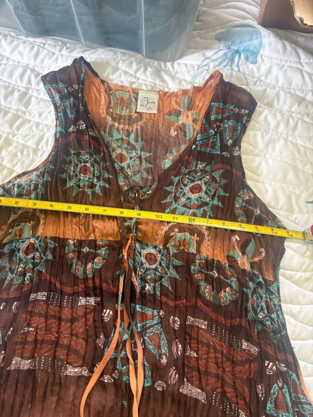 Bohemian Sleeveless Top with Turquoise Accents - Picture 2 of 12